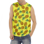 Pastel Yellow Pineapple Pattern Print Men's Fitness Tank Top