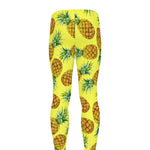 Pastel Yellow Pineapple Pattern Print Men's leggings