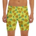 Pastel Yellow Pineapple Pattern Print Men's Long Boxer Briefs