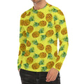 Pastel Yellow Pineapple Pattern Print Men's Long Sleeve Rash Guard