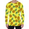 Pastel Yellow Pineapple Pattern Print Men's Long Sleeve T-Shirt