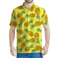 Pastel Yellow Pineapple Pattern Print Men's Polo Shirt