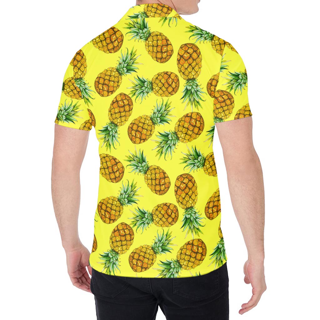 Pastel Yellow Pineapple Pattern Print Men's Shirt
