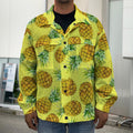 Pastel Yellow Pineapple Pattern Print Men's Shirt Jacket
