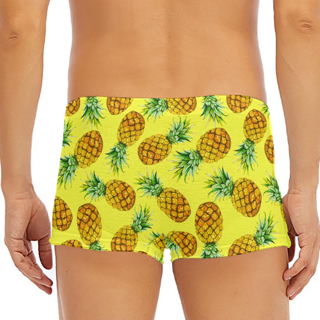 Pastel Yellow Pineapple Pattern Print Men's Short Boxer Briefs