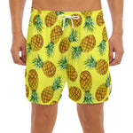 Pastel Yellow Pineapple Pattern Print Men's Split Running Shorts