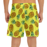 Pastel Yellow Pineapple Pattern Print Men's Split Running Shorts