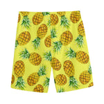 Pastel Yellow Pineapple Pattern Print Men's Sports Shorts