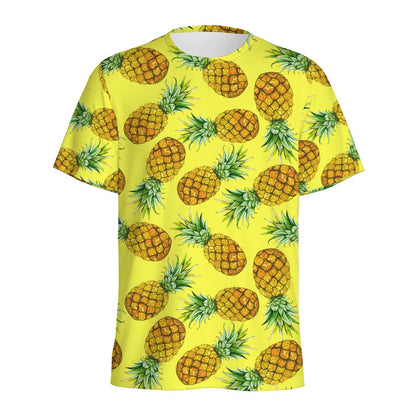 Pastel Yellow Pineapple Pattern Print Men's Sports T-Shirt