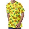 Pastel Yellow Pineapple Pattern Print Men's Velvet T-Shirt
