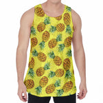Pastel Yellow Pineapple Pattern Print Men's Velvet Tank Top
