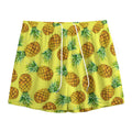 Pastel Yellow Pineapple Pattern Print Mesh Shorts