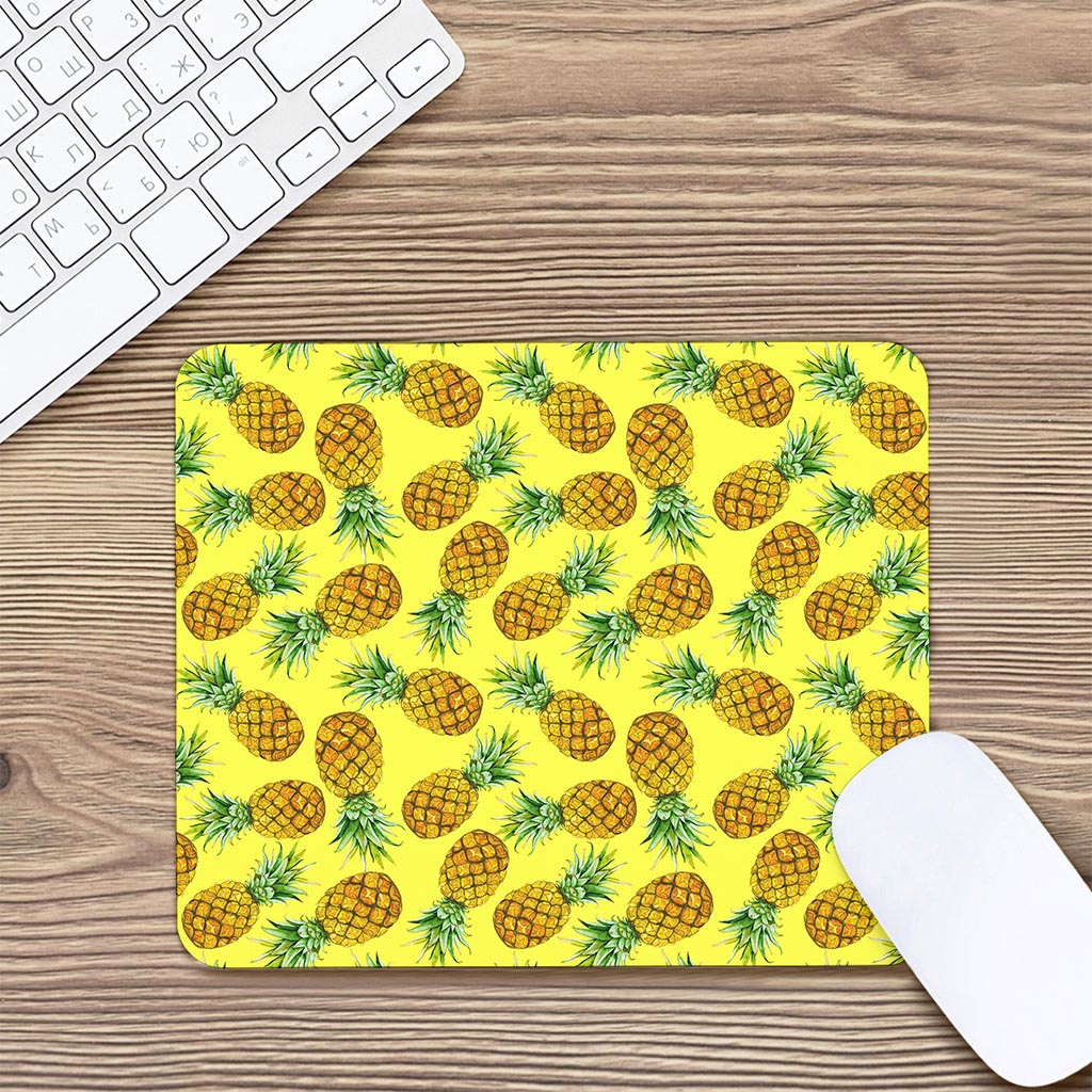 Pastel Yellow Pineapple Pattern Print Mouse Pad
