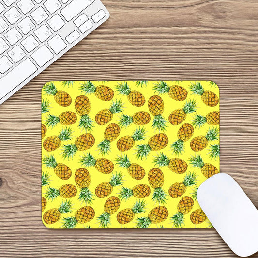 Pastel Yellow Pineapple Pattern Print Mouse Pad