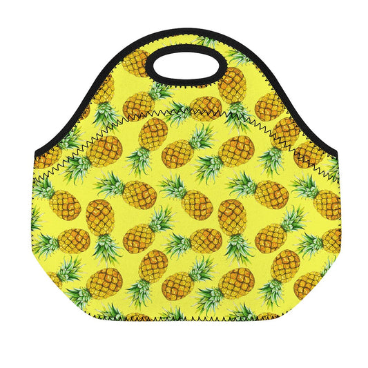 Pastel Yellow Pineapple Pattern Print Neoprene Lunch Bag