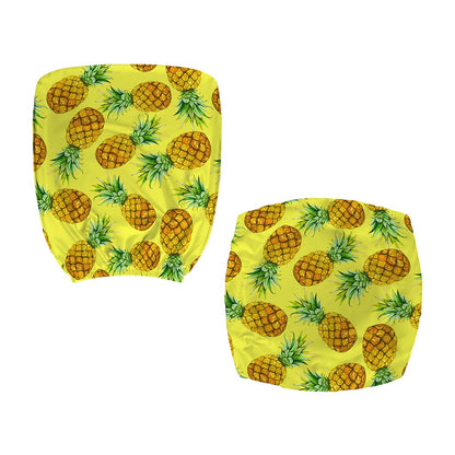Pastel Yellow Pineapple Pattern Print Office Chair Cover