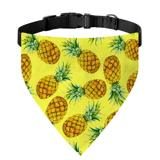 Pastel Yellow Pineapple Pattern Print Over The Collar Dog Bandana