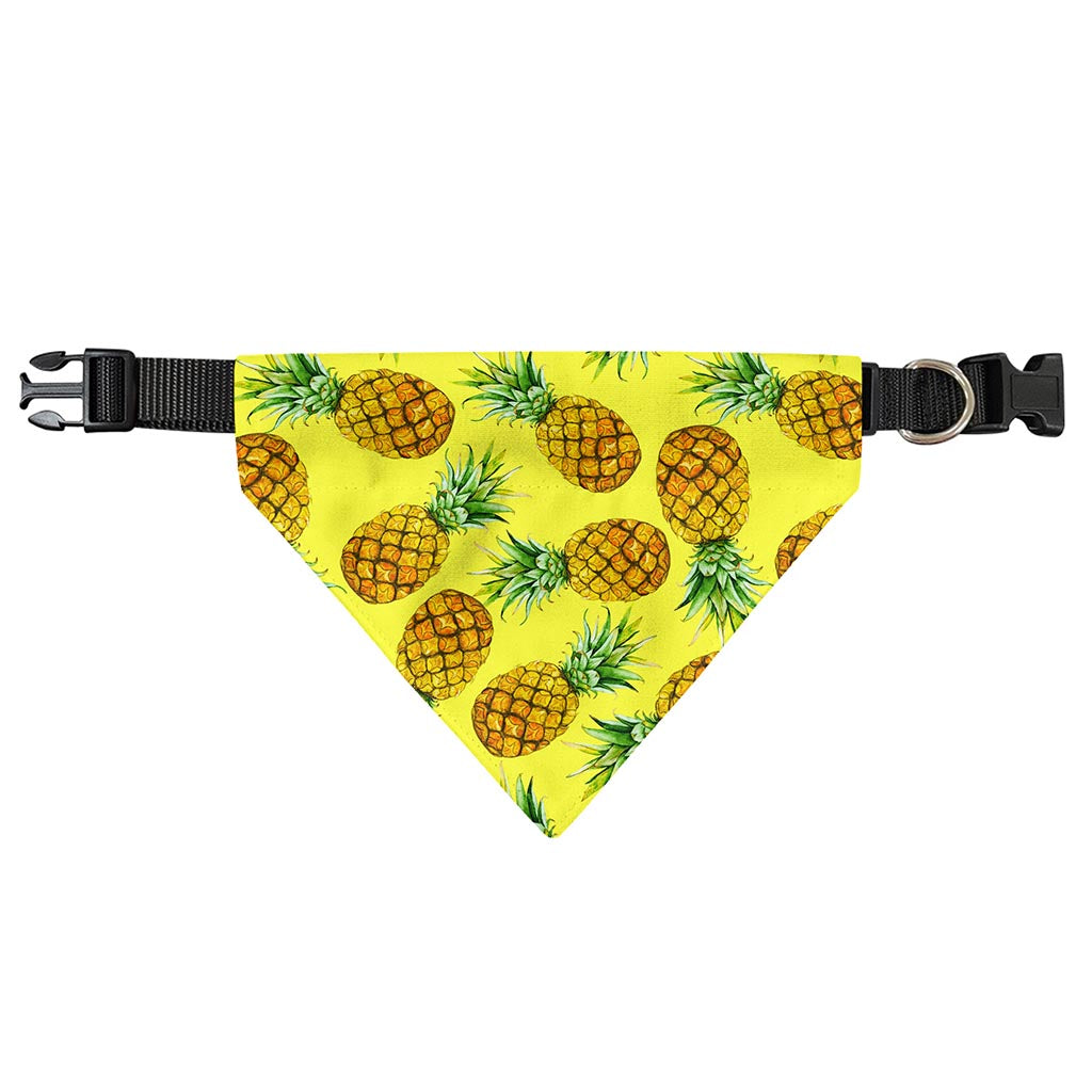 Pastel Yellow Pineapple Pattern Print Over The Collar Dog Bandana