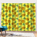 Pastel Yellow Pineapple Pattern Print Pencil Pleat Curtains