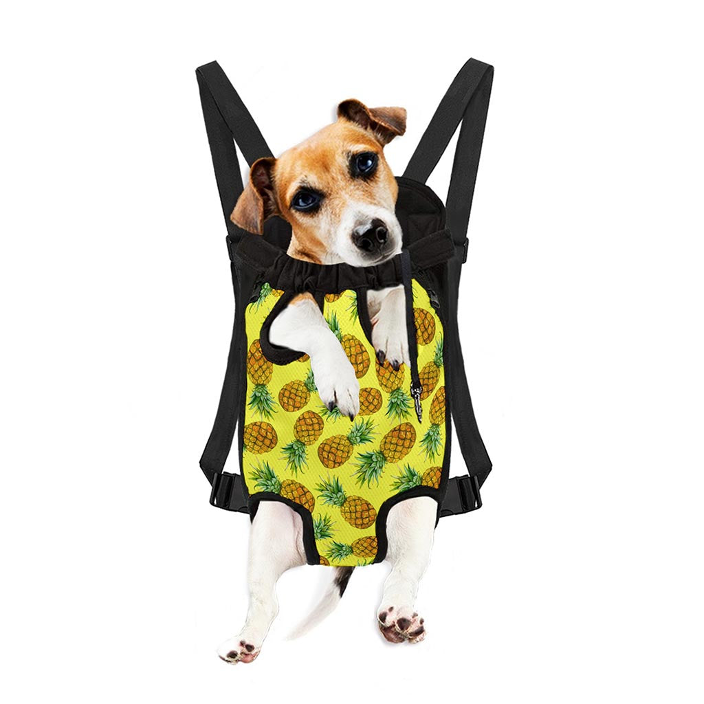 Pastel Yellow Pineapple Pattern Print Pet Carrier Backpack