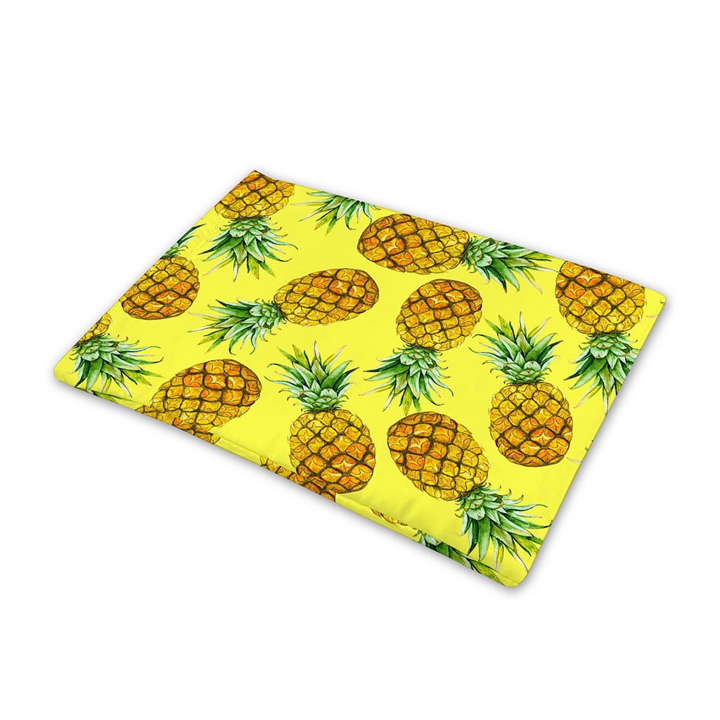 Pastel Yellow Pineapple Pattern Print Pet Cooling Mat Cover