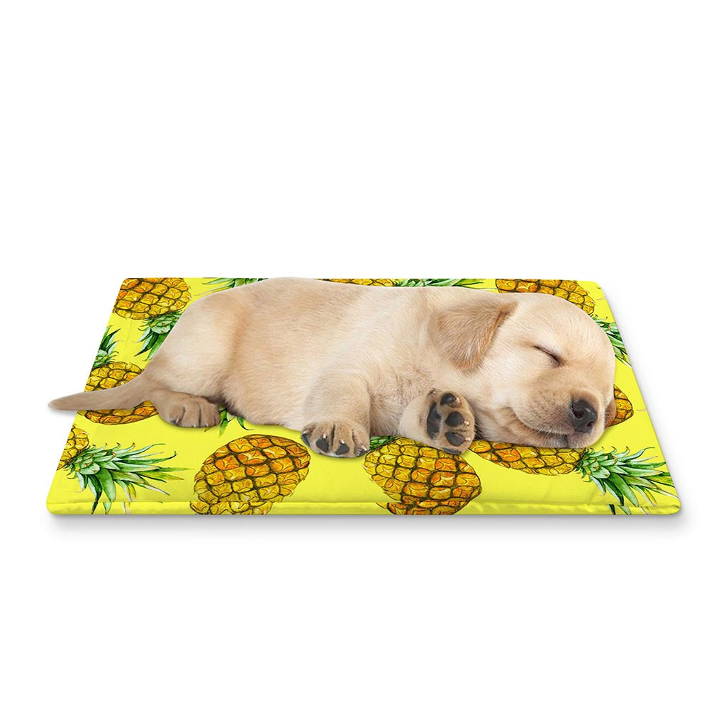 Pastel Yellow Pineapple Pattern Print Pet Cooling Mat Cover