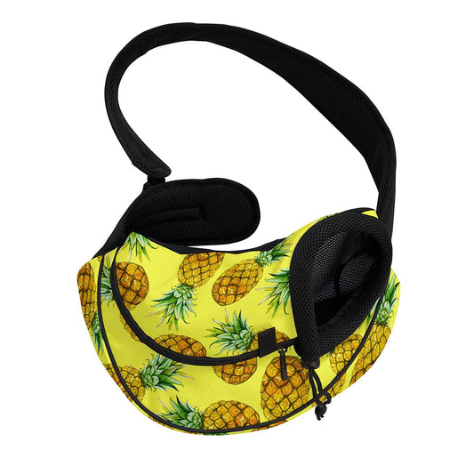 Pastel Yellow Pineapple Pattern Print Pet Sling Carrier