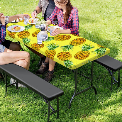 Pastel Yellow Pineapple Pattern Print Picnic Table Cover