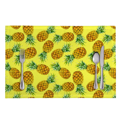 Pastel Yellow Pineapple Pattern Print Placemat