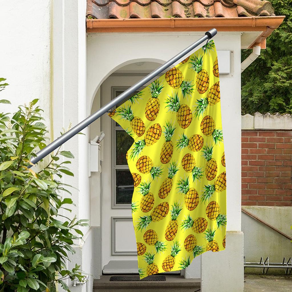 Pastel Yellow Pineapple Pattern Print Polyester Flag