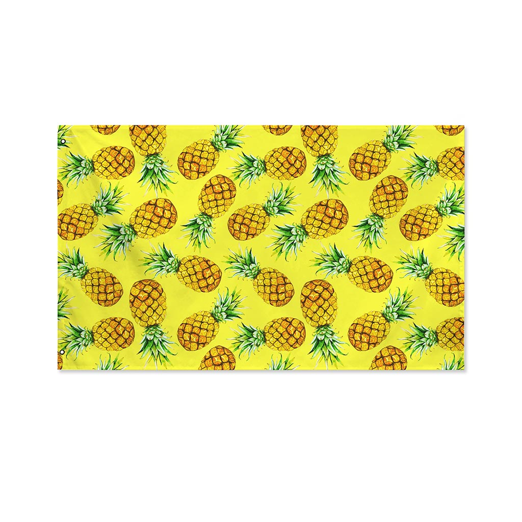 Pastel Yellow Pineapple Pattern Print Polyester Flag