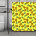 Pastel Yellow Pineapple Pattern Print Polyester Shower Curtain