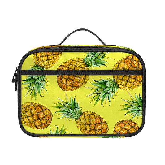 Pastel Yellow Pineapple Pattern Print Portable Lunch Bag