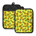 Pastel Yellow Pineapple Pattern Print Pot Holders With Pocket