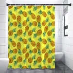 Pastel Yellow Pineapple Pattern Print Premium Shower Curtain