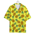 Pastel Yellow Pineapple Pattern Print Rayon Hawaiian Shirt