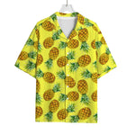 Pastel Yellow Pineapple Pattern Print Rayon Hawaiian Shirt