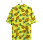 Pastel Yellow Pineapple Pattern Print Rayon Hawaiian Shirt