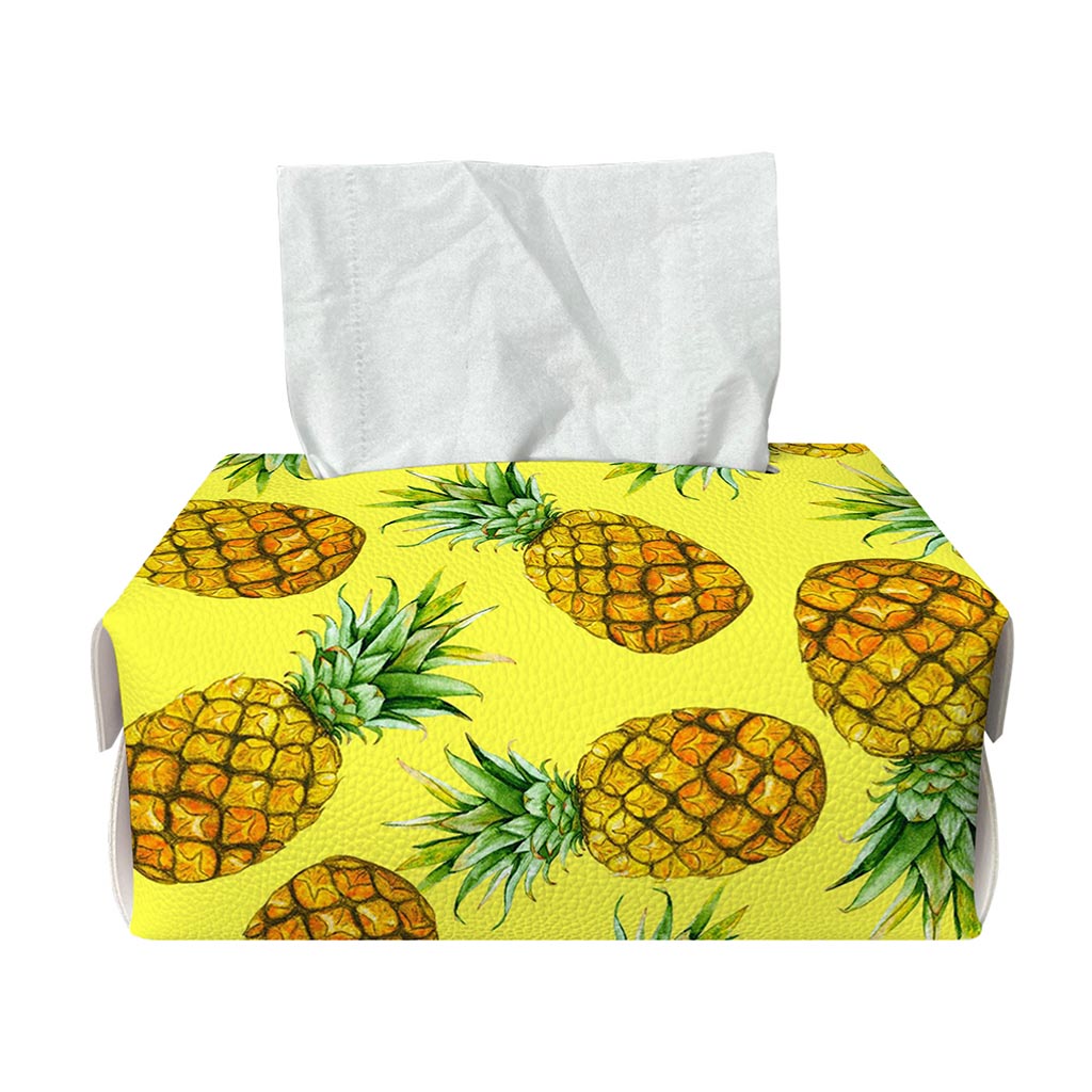 Pastel Yellow Pineapple Pattern Print Rectangle Tissue Box Cover
