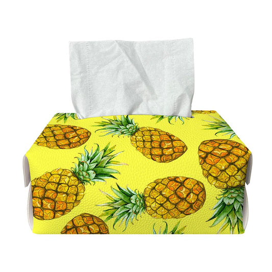 Pastel Yellow Pineapple Pattern Print Rectangle Tissue Box Cover