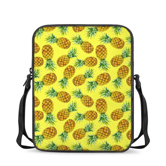 Pastel Yellow Pineapple Pattern Print Rectangular Crossbody Bag