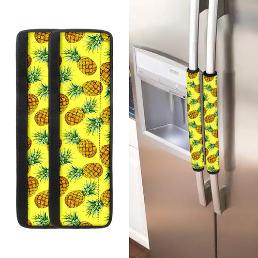 Pastel Yellow Pineapple Pattern Print Refrigerator Handle Covers