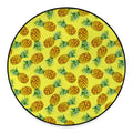Pastel Yellow Pineapple Pattern Print Round Floor Mat