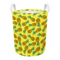 Pastel Yellow Pineapple Pattern Print Round Laundry Basket