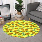 Pastel Yellow Pineapple Pattern Print Round Rug