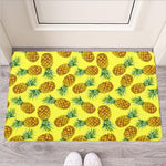 Pastel Yellow Pineapple Pattern Print Rubber Doormat