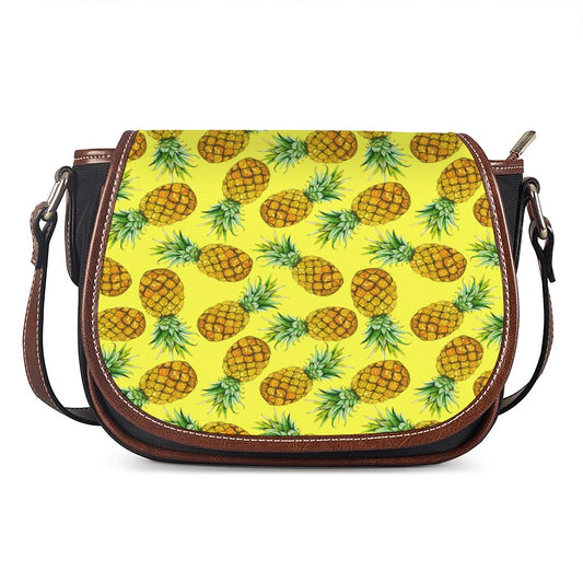 Pastel Yellow Pineapple Pattern Print Saddle Bag