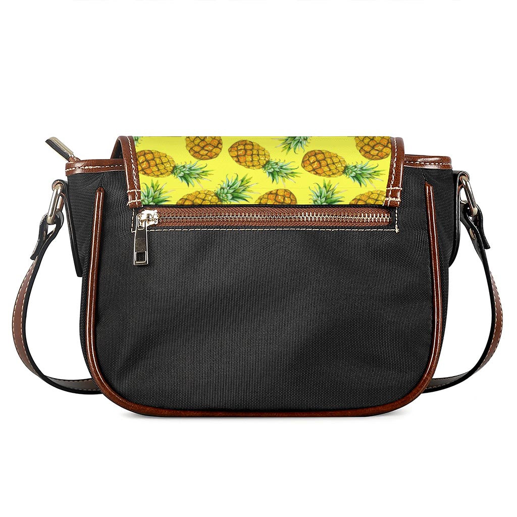 Pastel Yellow Pineapple Pattern Print Saddle Bag