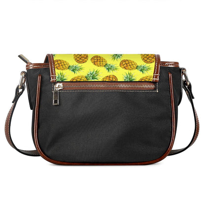 Pastel Yellow Pineapple Pattern Print Saddle Bag