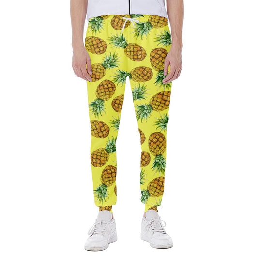 Pastel Yellow Pineapple Pattern Print Scuba Joggers